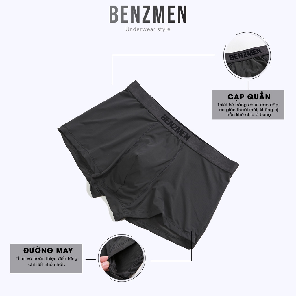 Quần sịp đùi nam Benzmen, quần lót nam kiểu Boxer thông hơi chất liệu polyamide mềm mại, thoáng khí - BX06