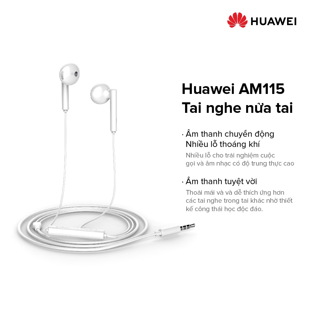 Tai Nghe Có Dây Huawei AM115 (3.5mm) | Hàng phân phối chính hãng