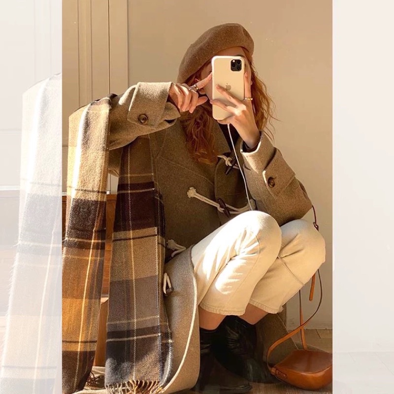 ÁO DẠ DÁNG DÀI PHONG CÁCH HÀN- áo măng tô nữ màu nâu vintage ấm áp mùa đông siêu hot