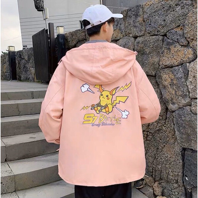 [Freeship] ÁO KHOÁC DÙ UNISEX NAM NỮ IN HÌNH PIKACHU THỜI TRANG NOBLE TP27
