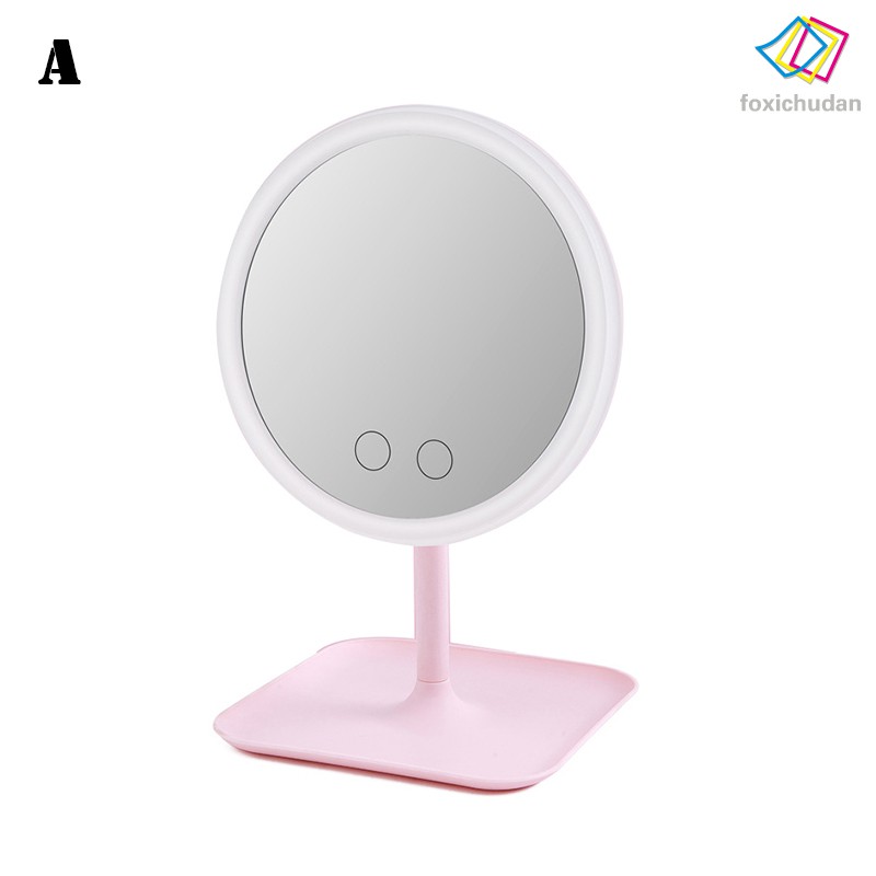 [FCD] LED Lighted Makeup Mirror Desktop Dressing Mirror Fill Light Female Portable Beauty Mirror For Home Travel