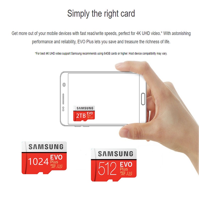 Thẻ nhớ microSD Samsung Evo Plus 1TB  2TB  512GB  tốc độ upto 48MB/s kèm Adapter