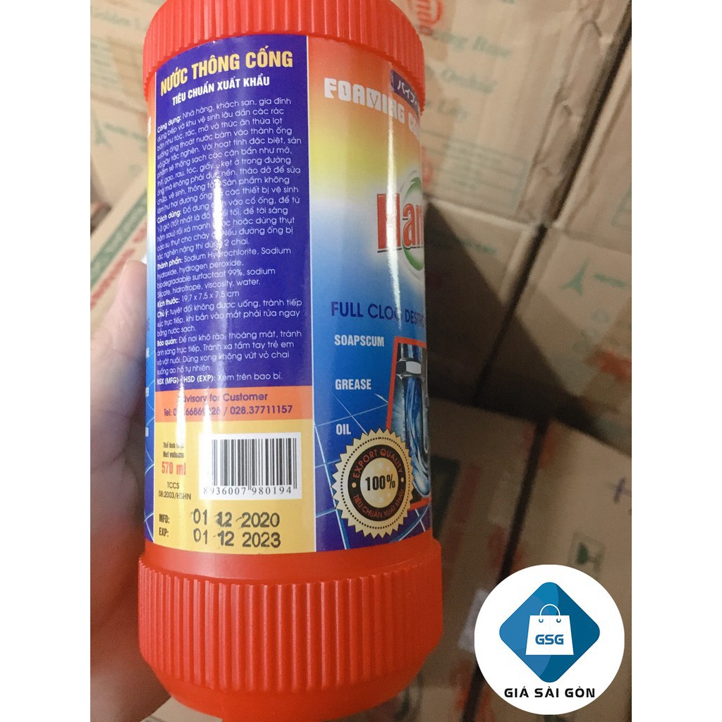 Nước thông cống Hando 570ml xuất khẩu- sản xuất tại Việt Nam