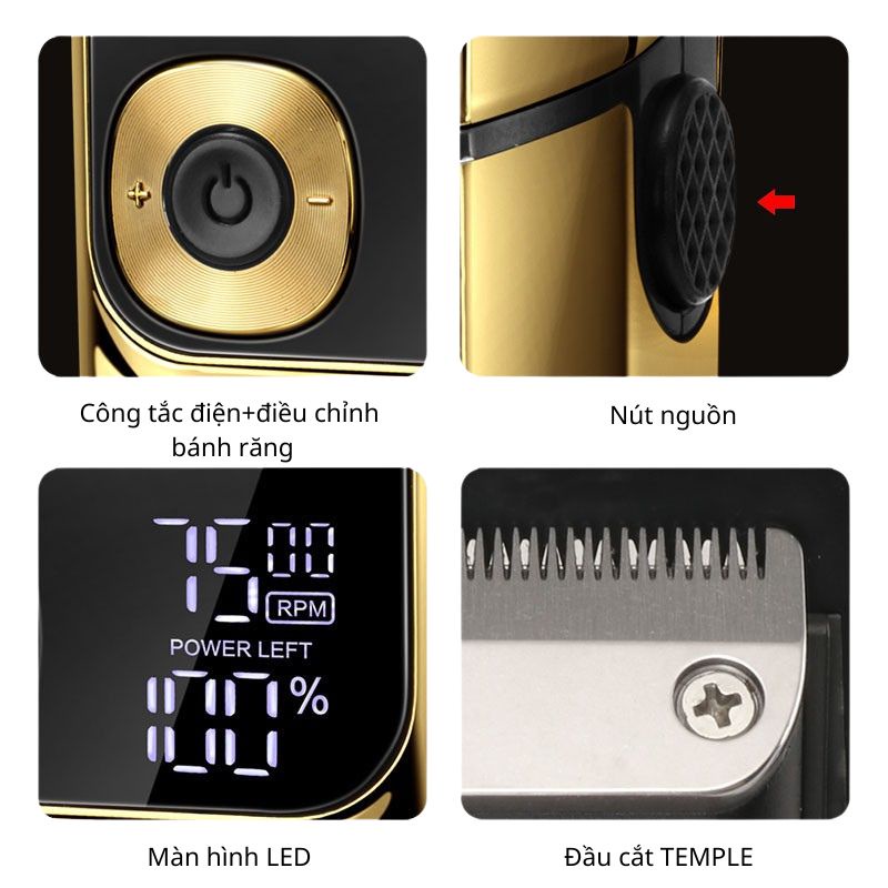 Máy cạo râu cho nam màn hình LED chống nước, cạo trọc đầu. Tông đơ cắt tóc chuyên nghiệp Kemei 2028