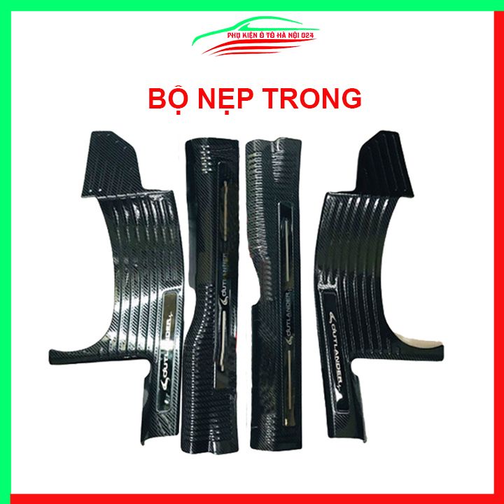 Ốp bậc cửa, nẹp bước chân Outlander 2016-2020 vân cacbon chống trầy bảo vệ trang trí xe