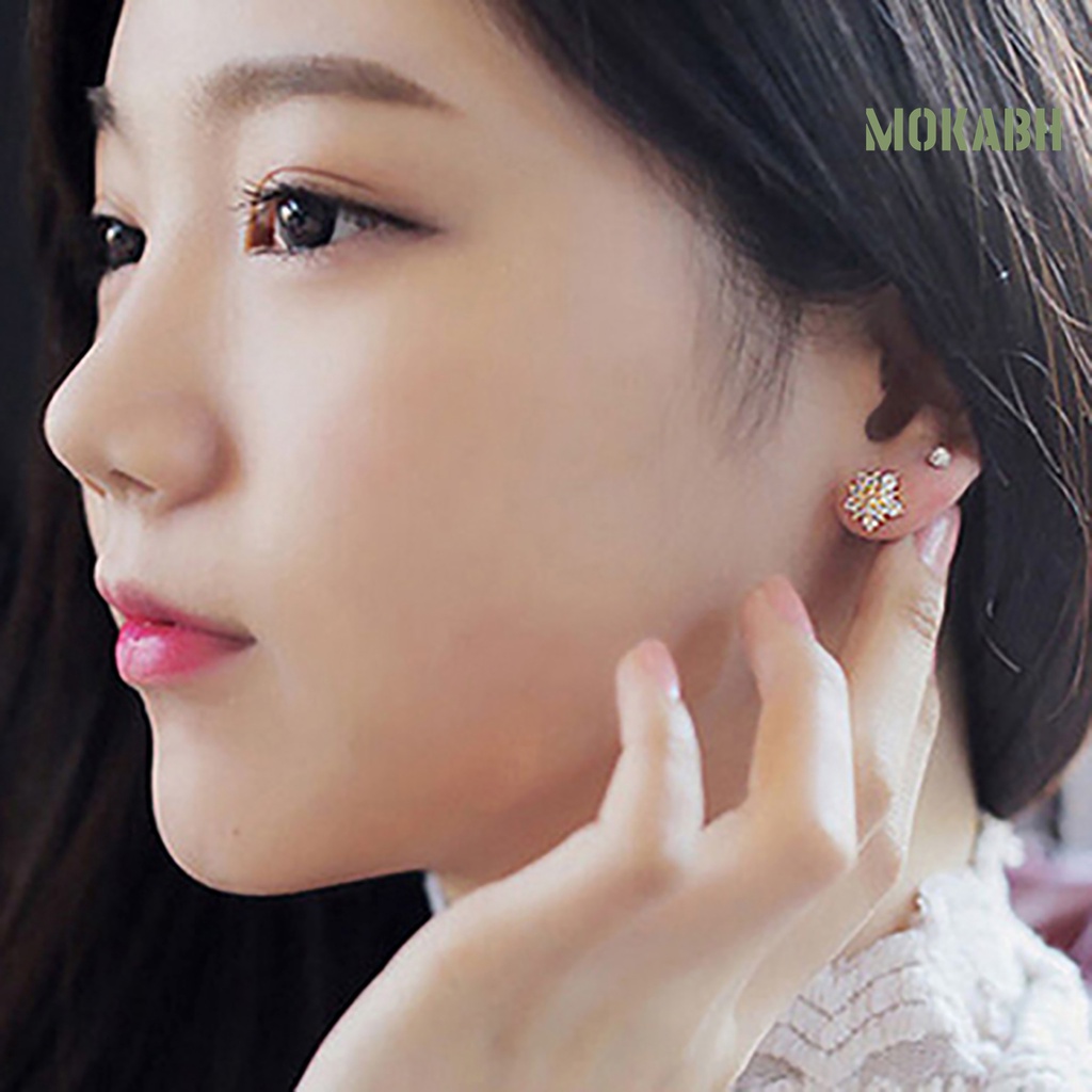 1 Đôi Bông Tai Hình Bông Tuyết Đính Đá Lấp Lánh Thời Trang Dành Cho Nữ