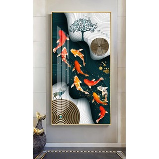 Tranh bóng kiếng phong thủy Cá Koi Cửu Ngư Quần Hội BK_0104