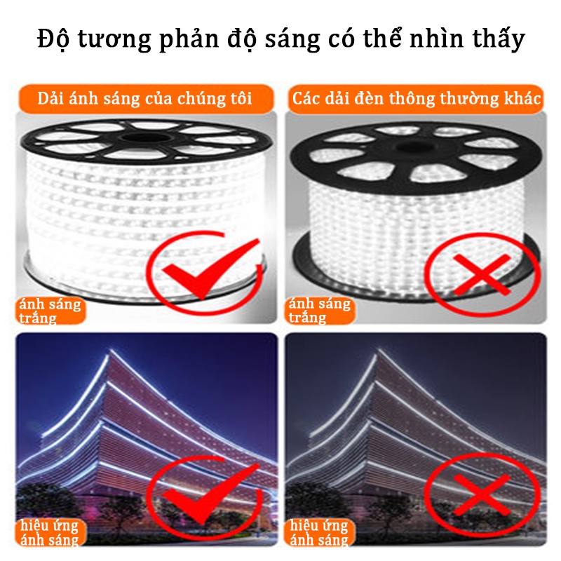 Đèn Led dây đôi 5730 siêu sáng 2 hàng HẮT TRẦN, QUẤN CÂY, TRANG TRÍ, KÍN NƯỚC 220V Trắng; Vàng; Xanh dương; Xanh lá