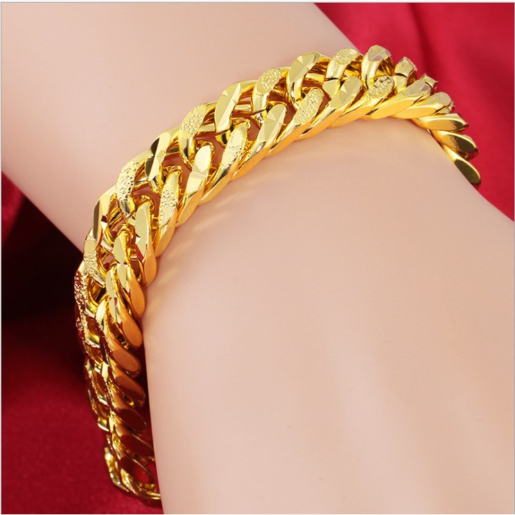 Lắc tay nam kiểu mắc xích 3 cây khóa mạ vàng 24k móc khóa vuông nam tính mạnh mẽ