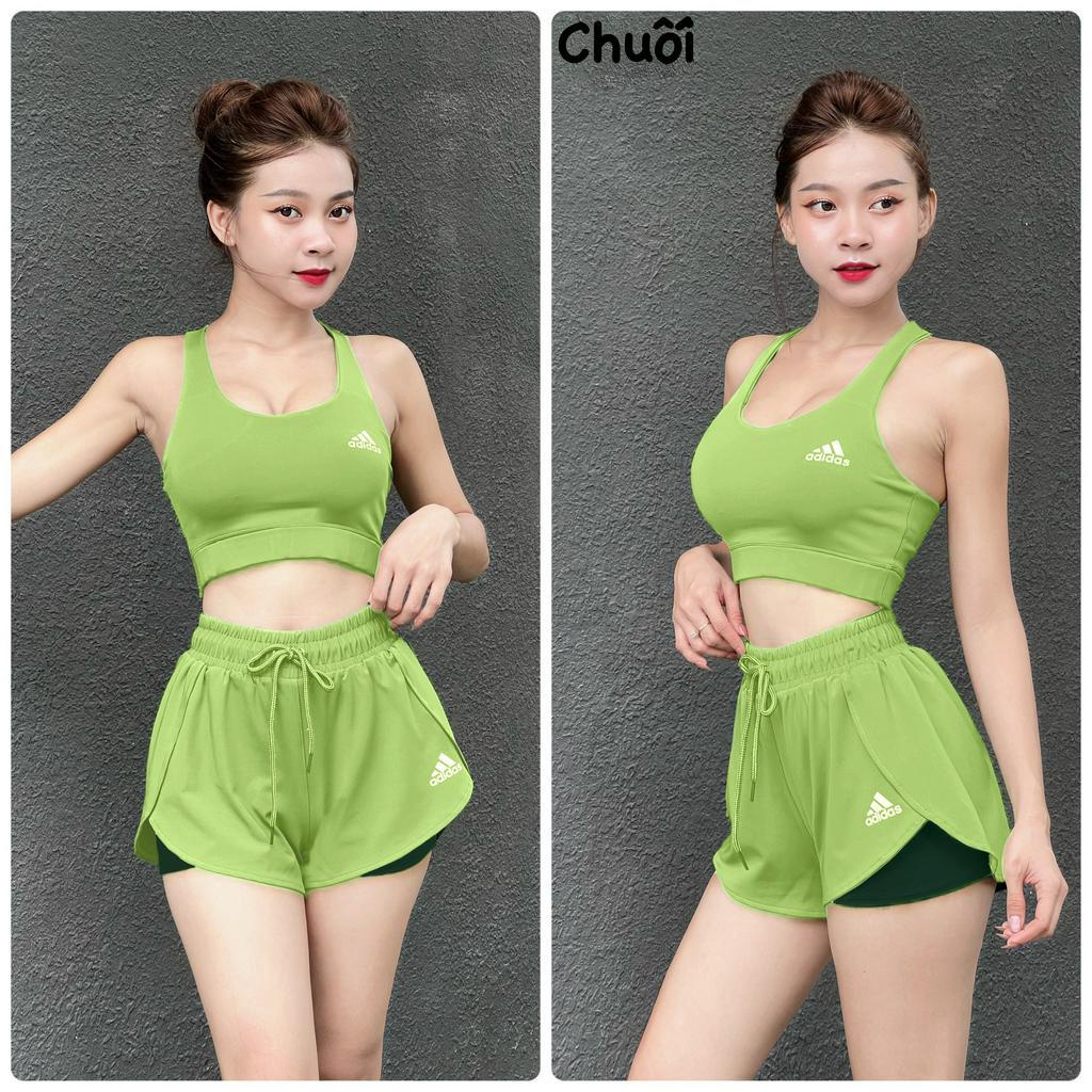 Đồ tập gym yoga nữ, set bộ đùi thể thao áo bra kèm mút quần đùi 2 lớp Bin Sports BN082