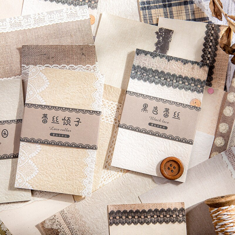 30 Tấm giấy họa tiết ren dùng trang trí sổ tay DIY