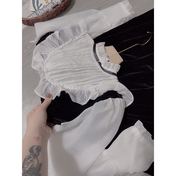 VÁY NHUNG PHỐI TƠ BÈO ĐÍNH NƠ