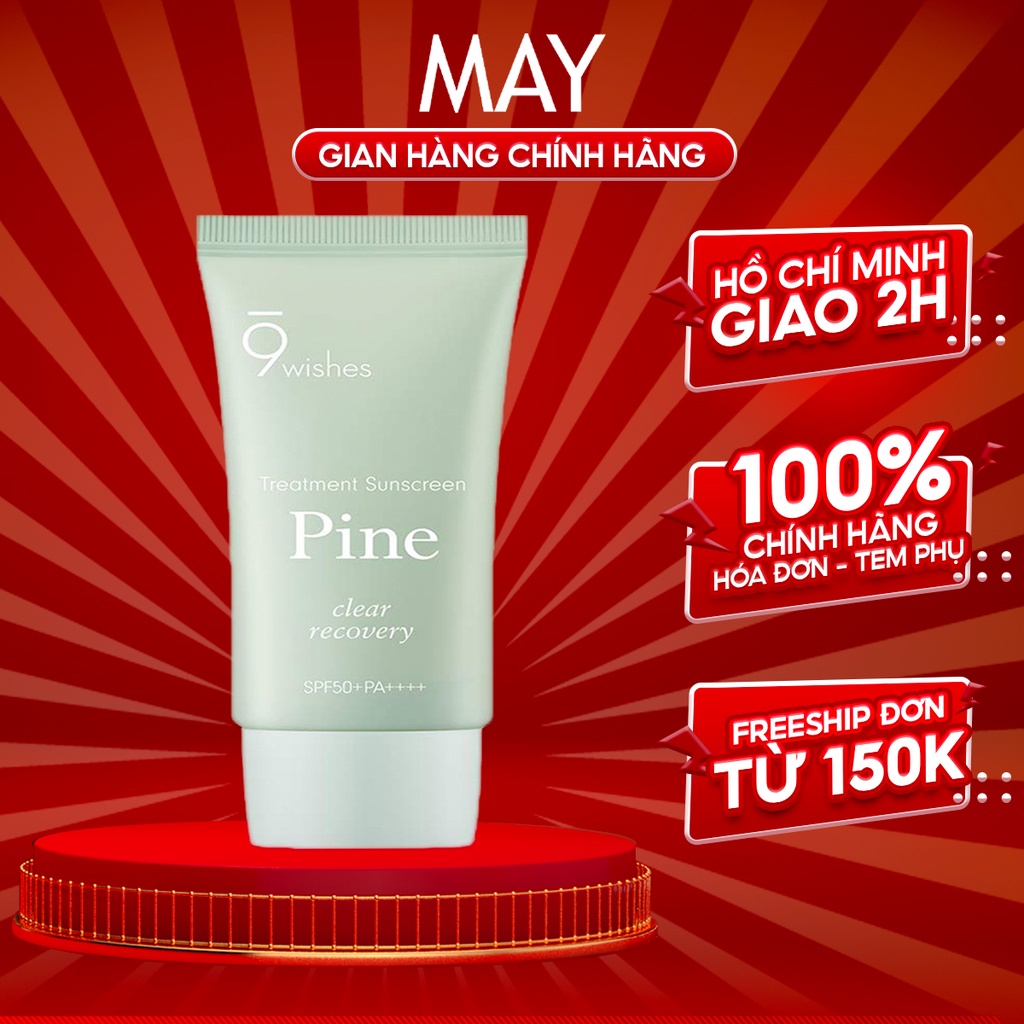 Kem Chống Nắng 9WISHES PINE Treatment Sunscreen Kiềm Dầu, Đều Màu Da SPF50+ PA++++ 50ml - Xanh