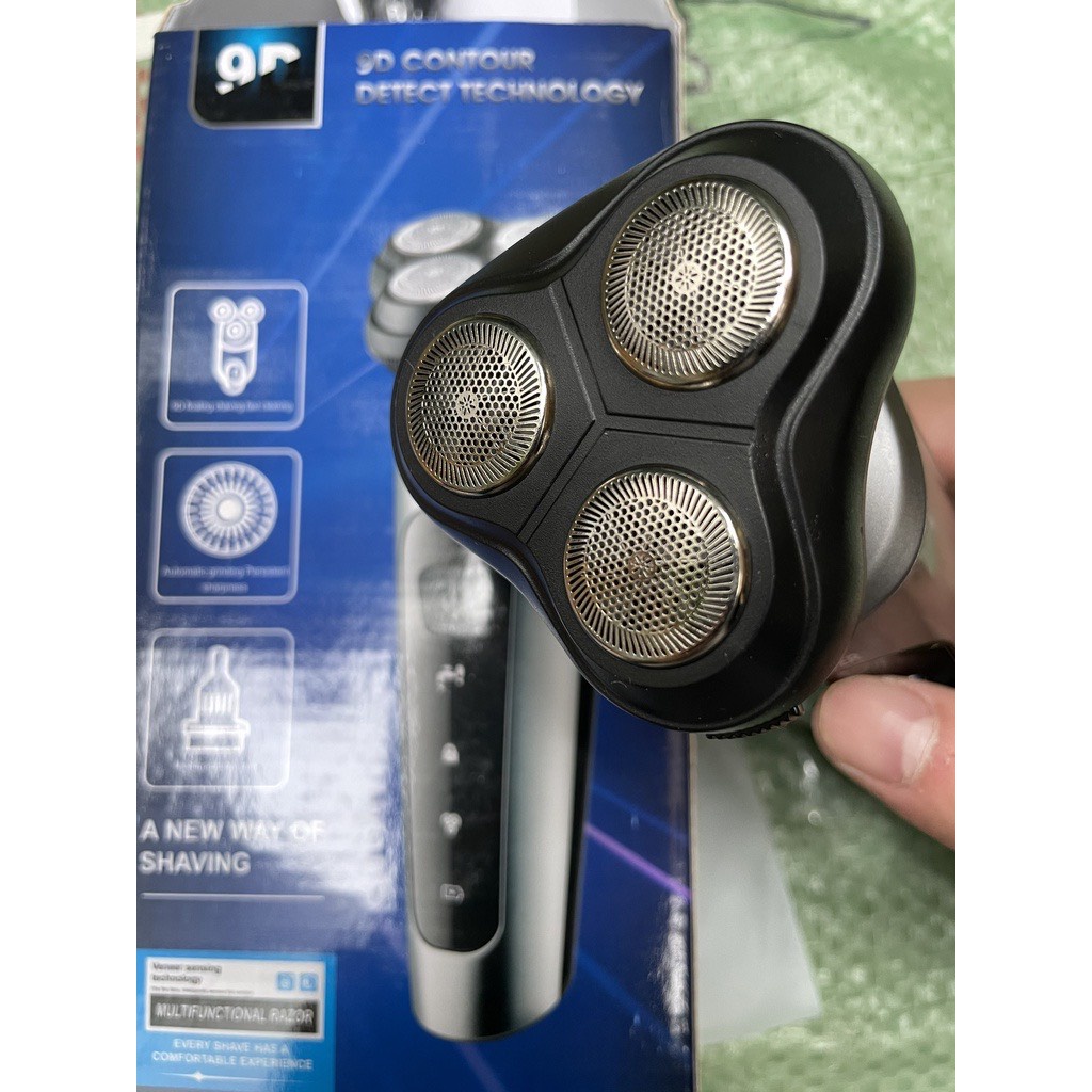 Máy Cạo Râu Đa Năng 9D Shaver 3 Lưỡi Dao Xoay 360 Độ, Chống Thấm Nước, Sử Dụng Liên Tục 60 Phút, Bh 1 Tháng