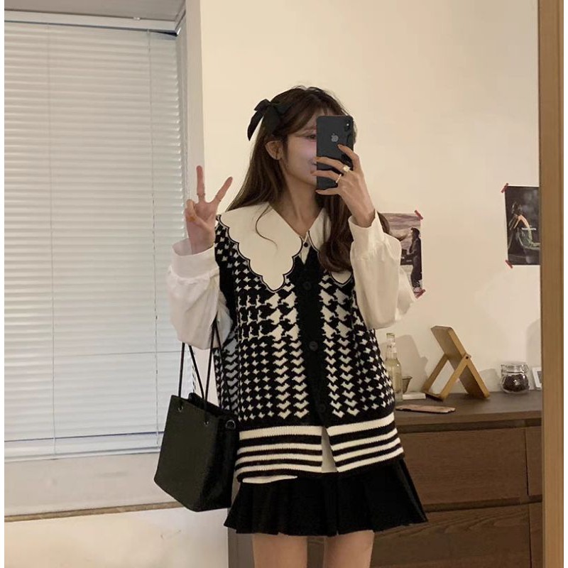 Áo Babydoll Nữ Trắng 🌺 Sơ Mi Trắng Bèo Cổ Viền Đen Ulzzang Hàn QuốcOne boutique