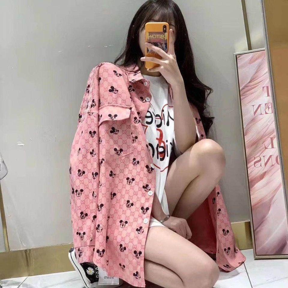 Jiashucheng Áo Sơ Mi Tay Dài In Hoạt Hình Mickey Hai g Phong Cách Kuaishou Kuaishou Dành Cho Bạn Nữ