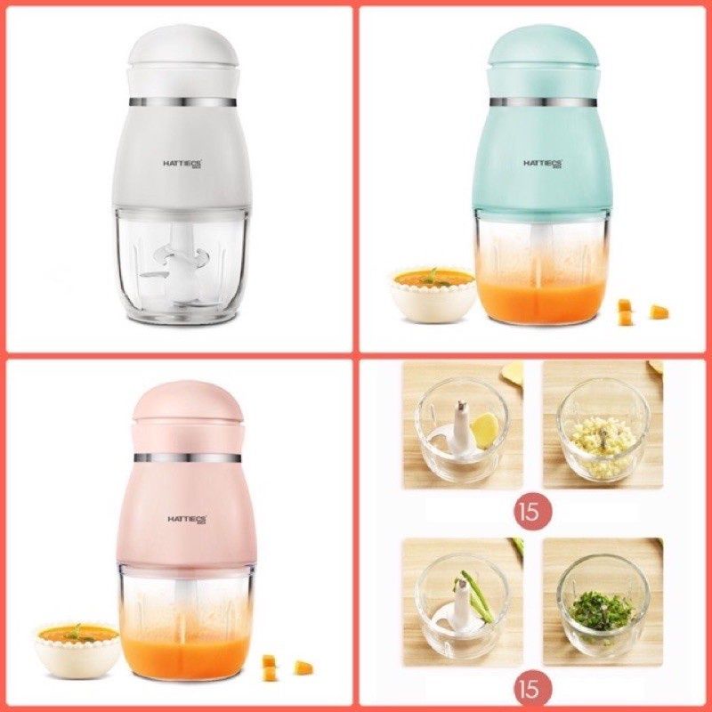 Máy xay Hattiec 6 - 8 lưỡi dao, cối 0.3l cho bé ăn dặm,Baby Tôm