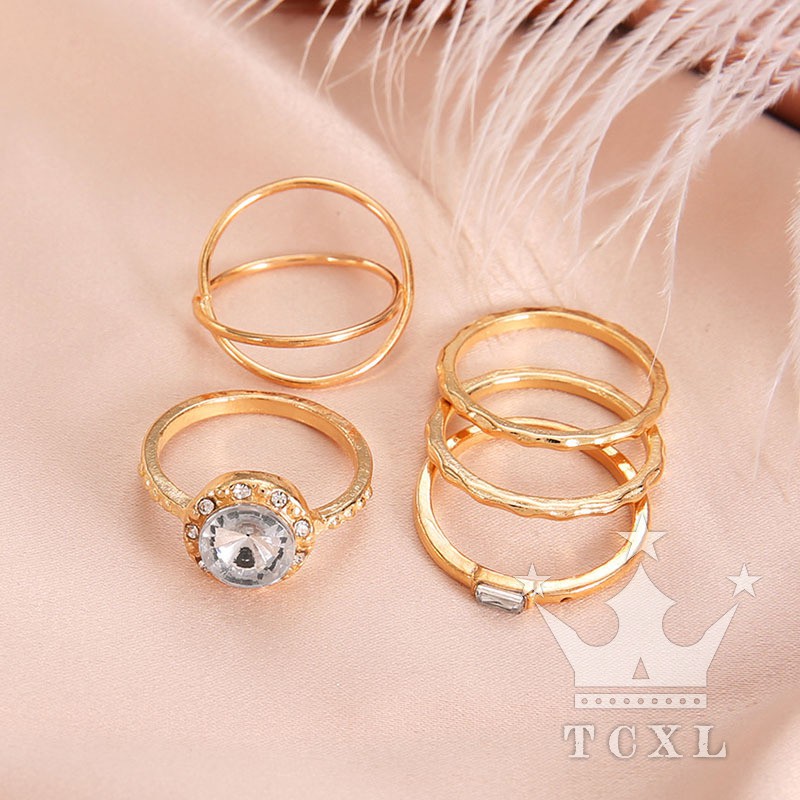 5 chiếc nhẫn đính zircon phong cách retro cổ điển dành cho nữ