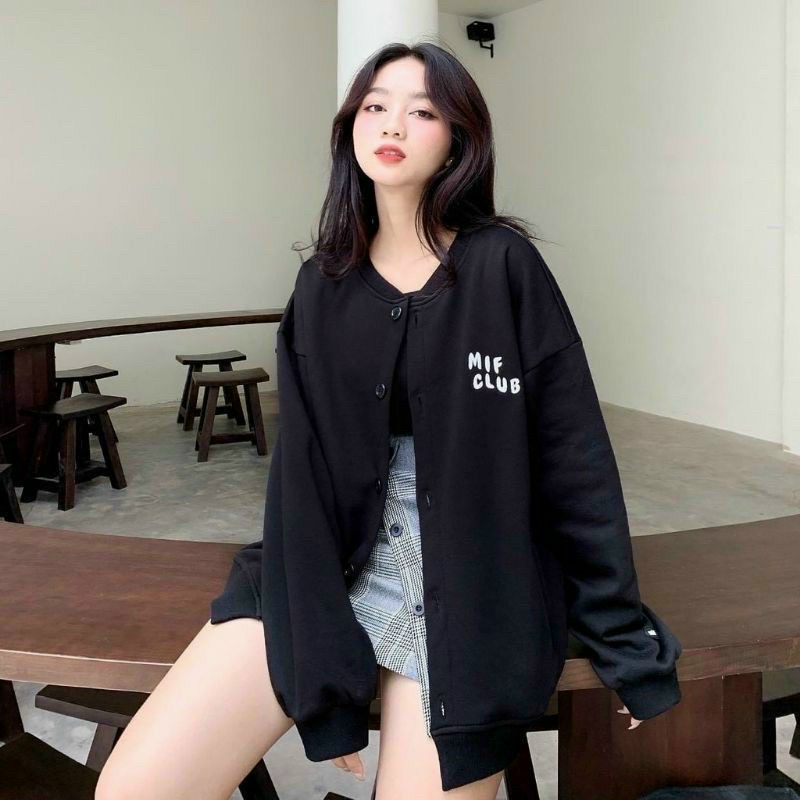 Áo Khoác Chống Nắng - Áo Khoác Cadigan Chất Nỉ Ngoại Thêu Họa Tiết Chữ MIFCLUB  Form Rộng Dài Mềm Mịn