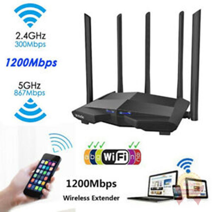 Bộ phát wifi router repeater 5gHz 2.4gHz 8 râu tp-link tenda mercury 6 5 4 3 ăng ten xuyên tường Hub chia mạng – Bh24th