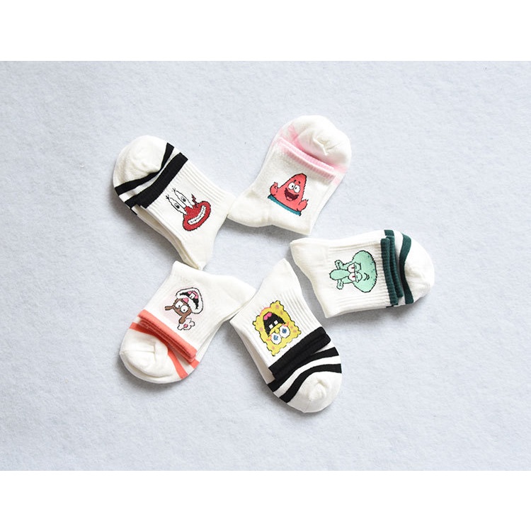 [Hàng mới về] Vớ cổ ngắn khử mùi thoải mái in hình Spongebob sành điệu cho nữ
