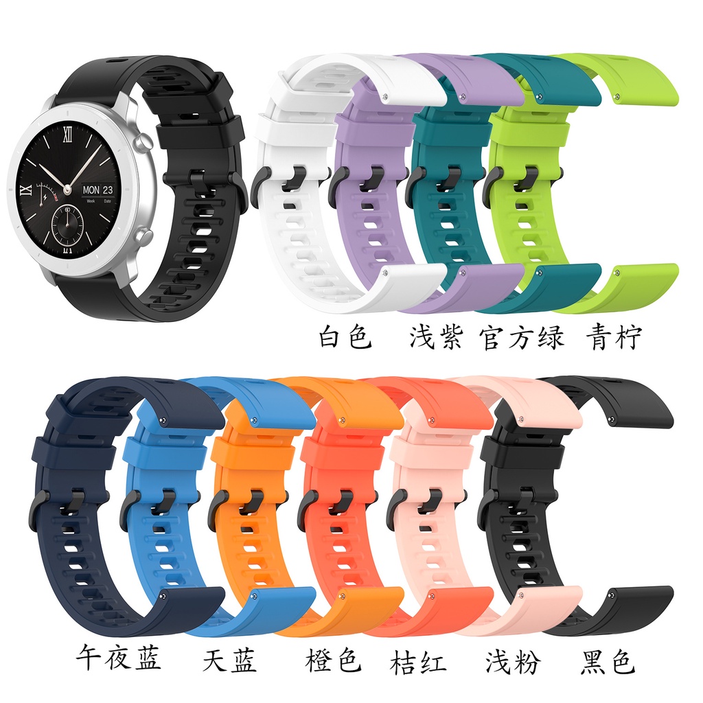 Đồng Hồ>Phụ kiện đồng hồ>Dây đồng hồ watch strap Đồng hồ Samsung galaxy Watch 42/46mm / Active2/3 thế hệ 40 / 44mm với dây đeo silicon Gear sport S3 s2s4 Huami 1/2 thế hệ GTR / gts màu Xiaomi