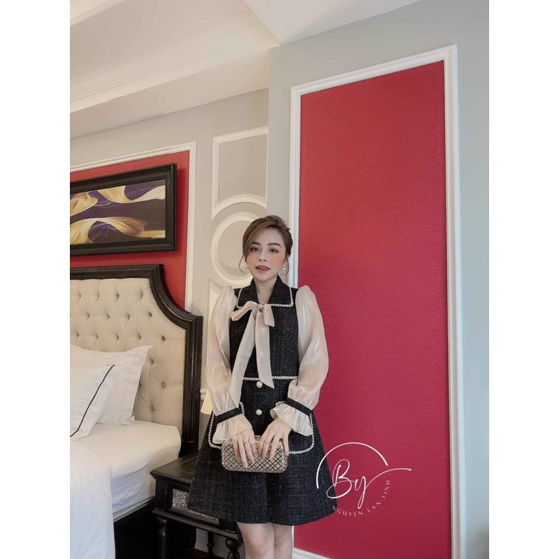 ĐẦM ĐEN VIỀN HẠT NƠ CAO CẤP