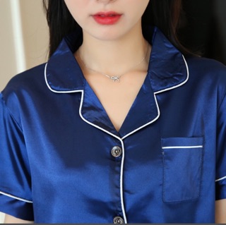 Bộ ngủ lụa cộc tay [ SẴN HÀNG ]