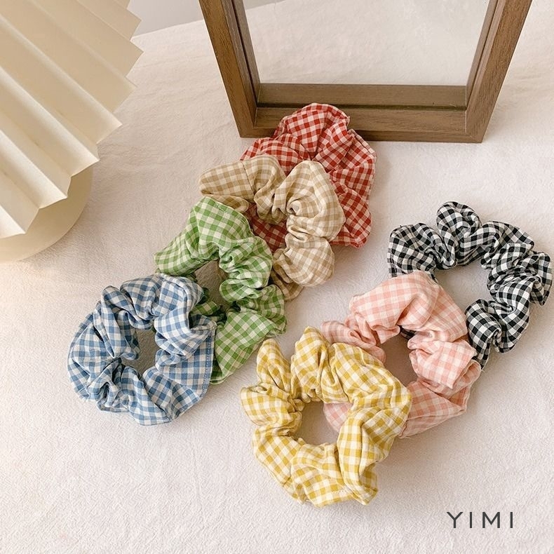 Dây buộc tóc họa tiết kẻ caro thanh lịch cho nữ