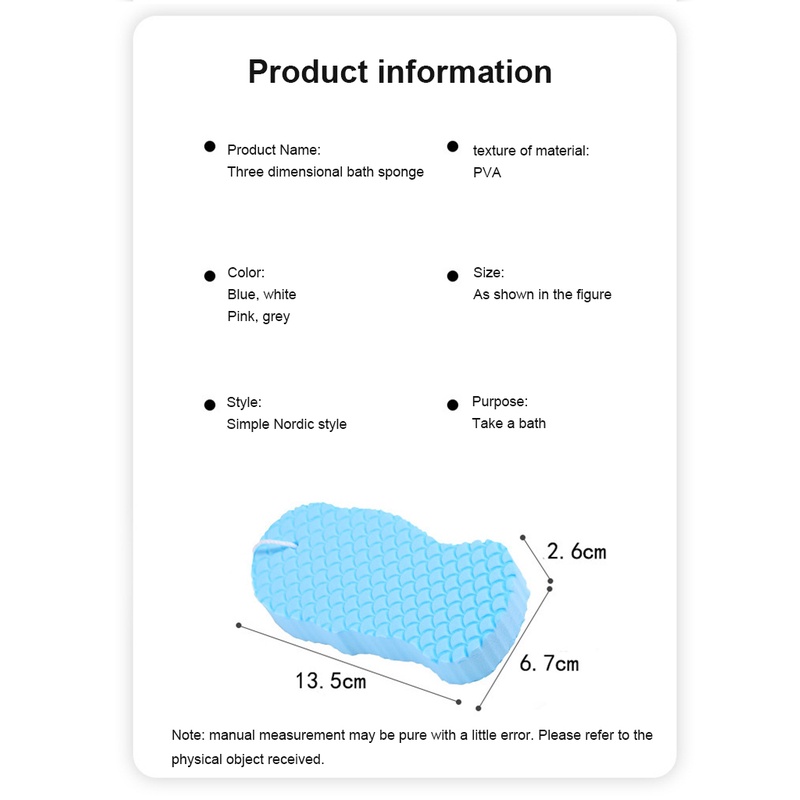 Bông Tắm Bằng Bọt Biển Mềm 3D Tẩy Tế Bào Chết Làm Sạch Da Toàn Thân