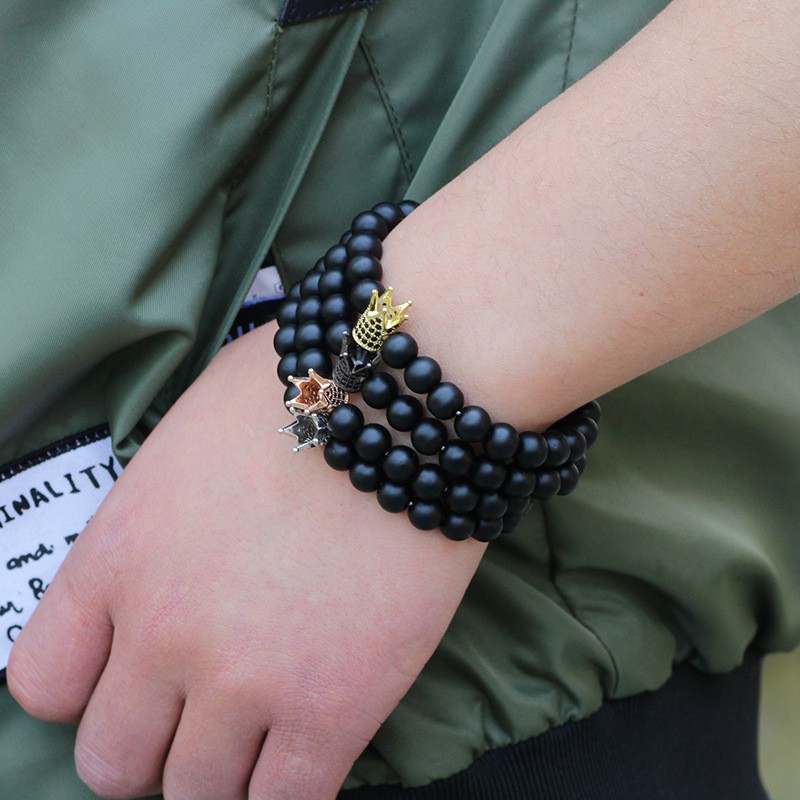 Vòng Tay Xâu Hạt Màu Đen Mặt Nhám Đơn Giản | BigBuy360 - bigbuy360.vn