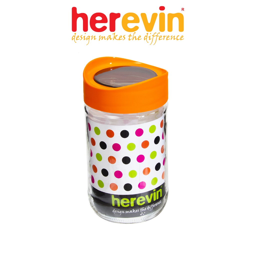 Bộ 3 Hũ Thuỷ Tinh Herevin Tròn Trơn Nắp Transparent 1L - HEHU149377-560 [GIAO MÀU NGẪU NHIÊN]