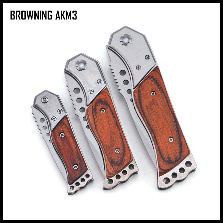 Dao phượt bấm BROWNING AKM3 cắt gọt hoa quả gấp gọn có bao đựng bỏ túi tiện lợi