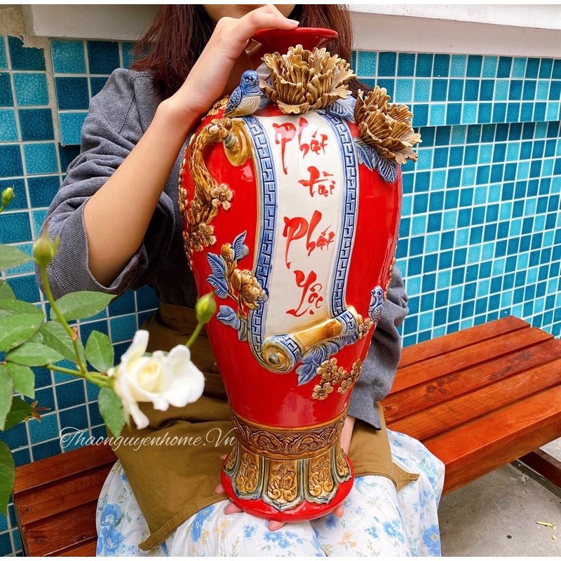 Bình tích lộc sứ Bát Tràng siêu cao cấp 50cm