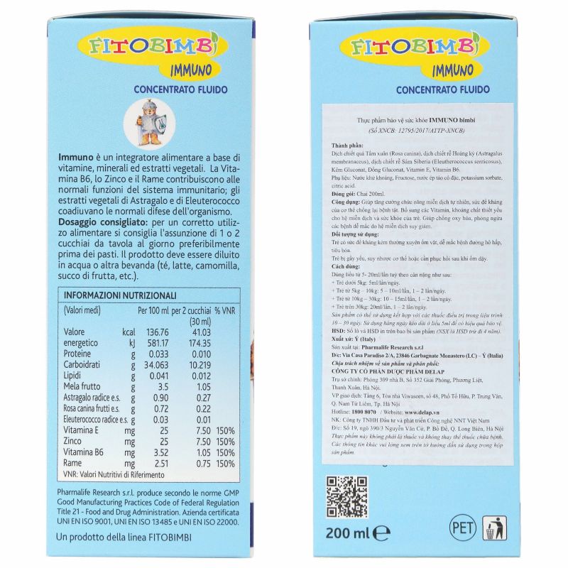 Fitobimbi Immuno - Tăng Cường Miễn Dịch Cho Bé Từ Thảo Dược Châu Âu có thành phần 100% thảo dược chuẩn hóa Châu Âu: