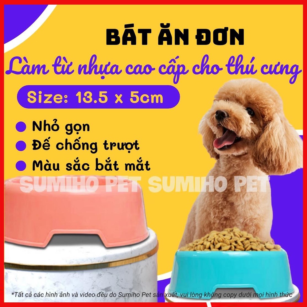Bát ăn cho chó mèo thú cưng Sumiho (1 ngăn) size 13cm