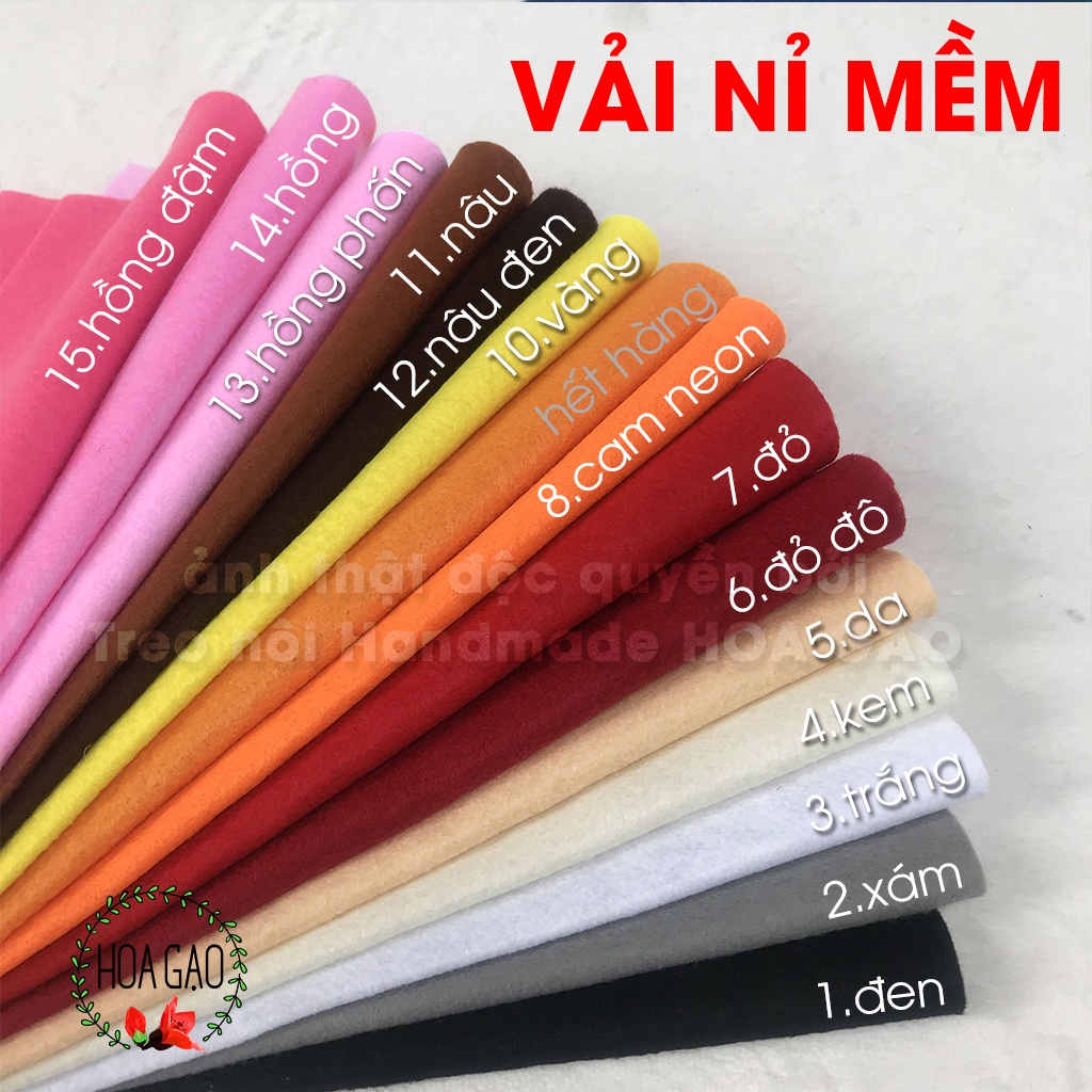 vải nỉ mềm (dạ nỉ) khổ 90x90 cm HGM90 khổ to, giá sĩ làm treo nôi, ứng dụng handmade