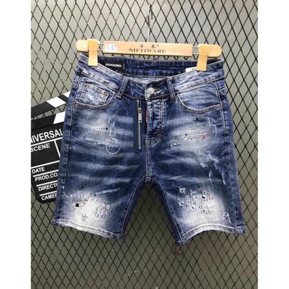 Quần short jean nam, quần bò nam ngắn, quần lửng nam, quần sọt nam màu xanh rách vẫy sơn đẹp 2021 QJNA0004  ྇ ་ ་