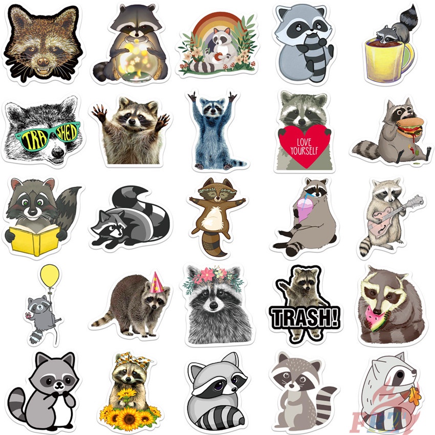❉ Hình Dán Raccoons Series 02 ❉ Bộ 50 Miếng Dán Chống Thấm Nước Thời Trang