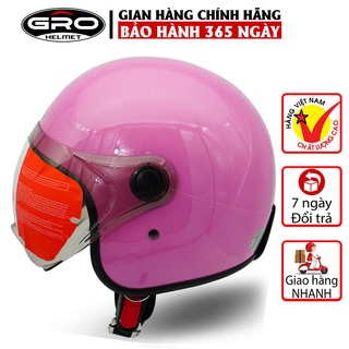 Mũ Bảo Hiểm Gro 3/4 đầu T818 kính ngắn che nửa mặt, kiểu dáng thời trang cho nữ, khóa kim loại chắc chắn - Hồng Nhạt