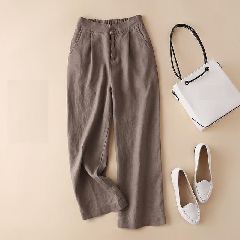 Quần đũi dài nữ ALILY dáng ống rộng cạp chun phía sau chất vải siêu mát 1 khuy QD36