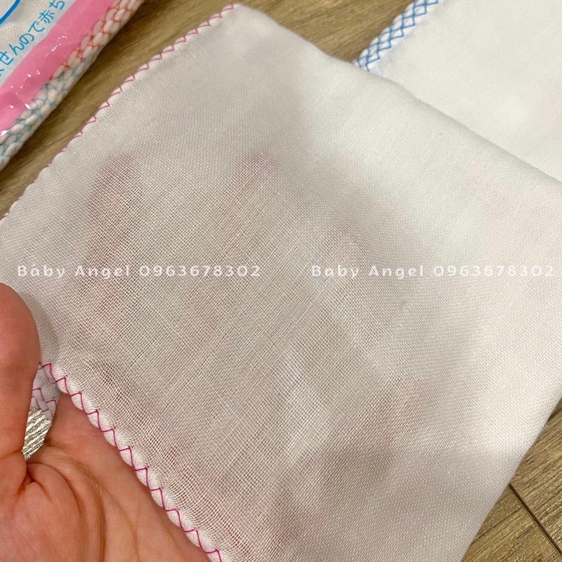 10 Khăn xô sữa xuất Nhật trắng viền màu, khăn mềm, mịn, k sổ lông