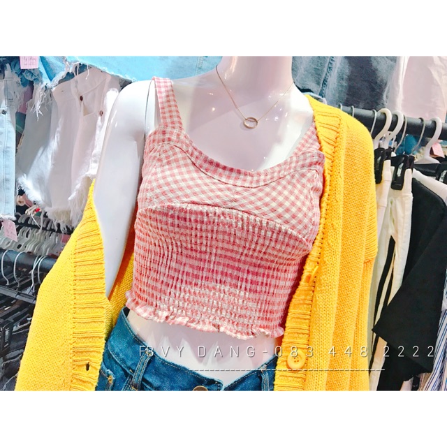 Áo crop dây CARO HỒNG