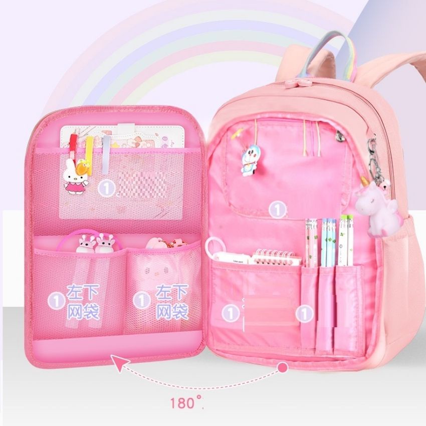 Cặp balo học sinh nữ đi học cấp 1,2 size 39cm chất liệu vải dù cao cấp chống thấm nước,chống xước có nhiều ngăn BLHS10
