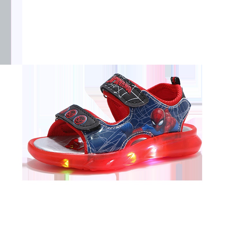 Dép sandal Quảng Châu cao cấp in hình Siêu Nhân đèn LED Z-318 cho bé size 21 đến 31
