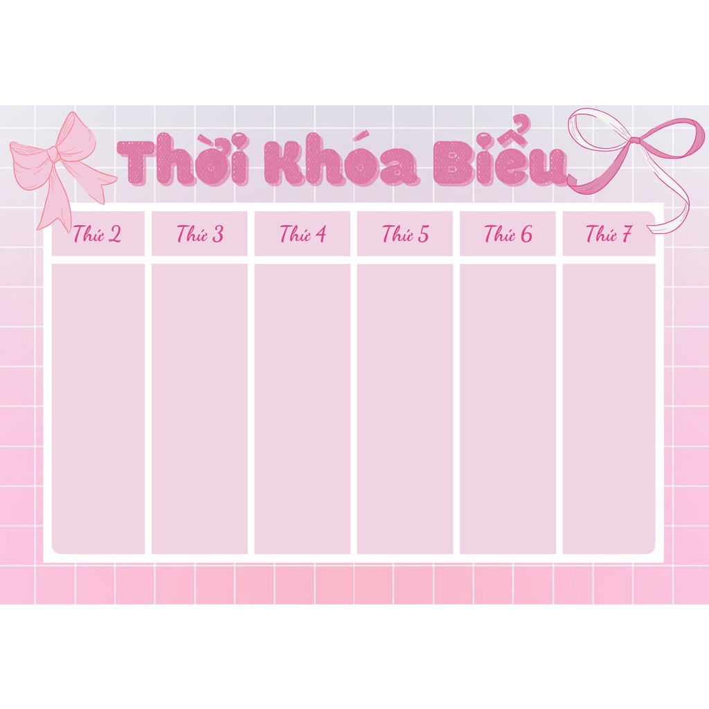 Thời Khoá Biểu Thiết Kế Chất Liệu Giấy Bìa Cứng - Nơ Hồng