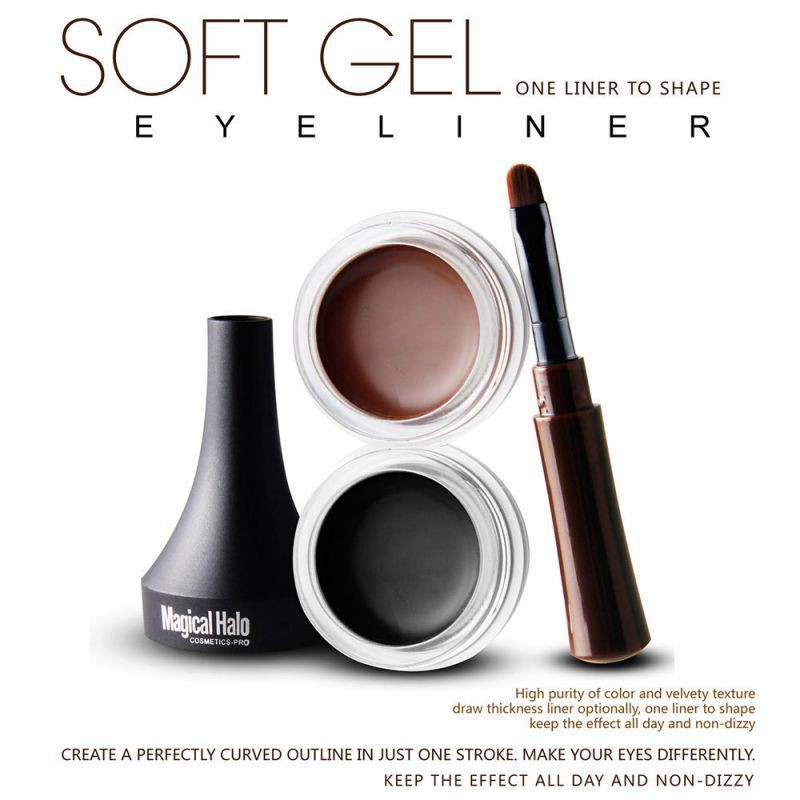 Gel kẻ lông mày/mắt 2 trong 1 màu đen/nâu chuyên dụng cho trang điểm