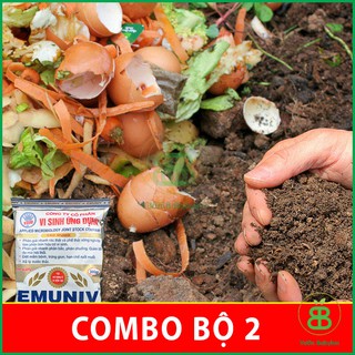 Combo 2 Chế Phẩm Vi Sinh , Ủ Phân Bón Hữu Cơ, Xử Lý Phế Thải Hữu Cơ, Phân Huỷ Nhanh EMUNIV - Set 2 Gói 200G