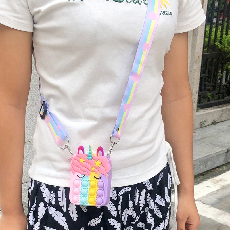 Túi đựng tiền xu kiêm đồ chơi bóp bong bóng silica gel đơn giản nhiều màu và hình dạng tùy chọn cho trẻ em và bạn gái