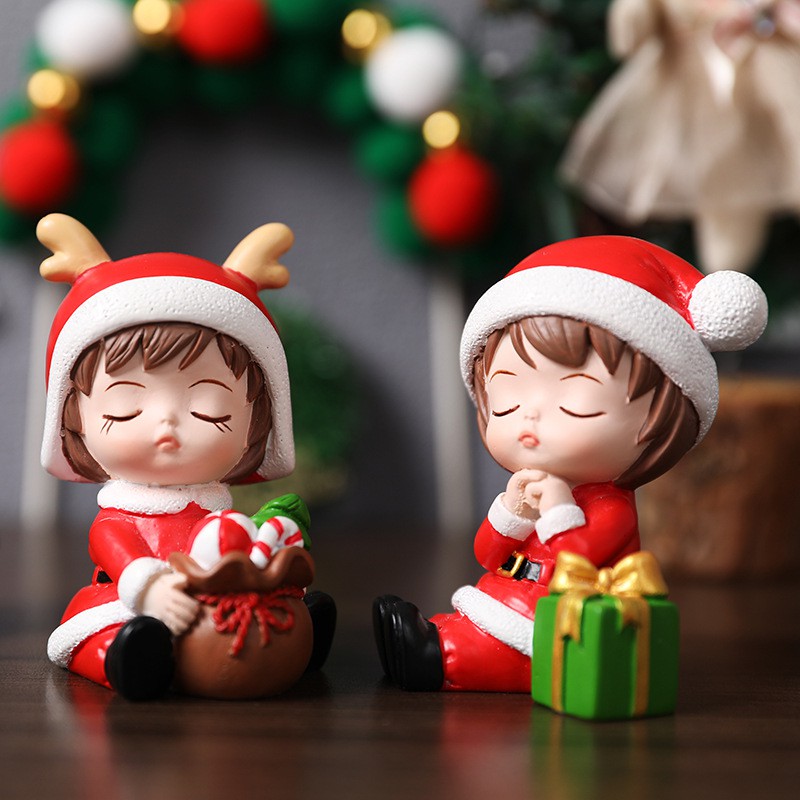 [SIÊU RẺ❤️] – Tượng Trai Gái Noel (1 Cặp) - Trang trí bánh sinh nhật  bánh kem